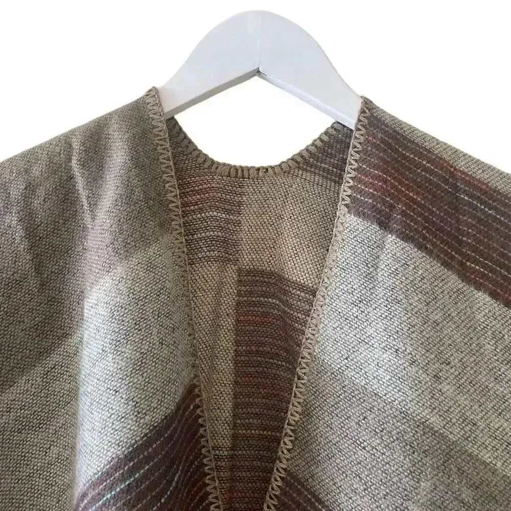 NWOT Kollie Moore Women's Color Block Shawl Long Sweater Coat Scarf One Size